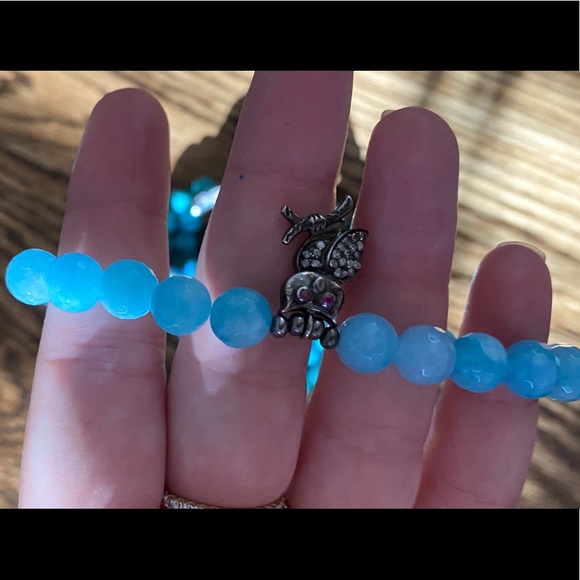 Set of 4 blue beaded bracelets - Picture 2 of 4